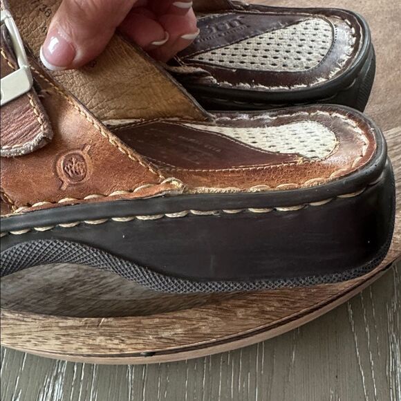 Born Vintage Brown Leather Sandals Slides with Buckle Chunky Boho Women’s Size 7 - Picture 11 of 12